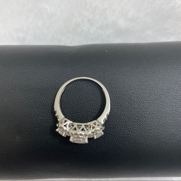 Silver Color Ring With CZ Settings. Size 7.25 - Picture 2 of 7